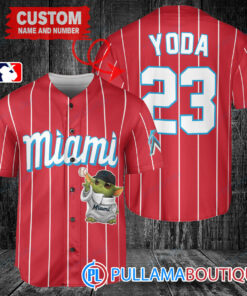 Star Wars Baby Yoda Miami Marlins Custom Baseball Jersey Red