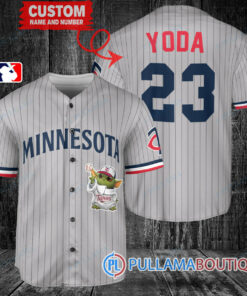 Star Wars Baby Yoda Minnesota Twins Custom Baseball Jersey Gray Road