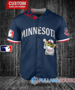 Star Wars Baby Yoda Minnesota Twins Custom Baseball Jersey Navy