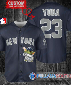 Star Wars Baby Yoda New York Yankees Custom Baseball Jersey Navy