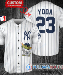 Star Wars Baby Yoda New York Yankees Custom Baseball Jersey White