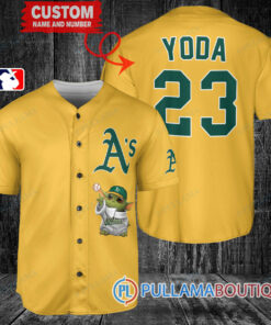 Star Wars Baby Yoda Oakland Athletics Custom Baseball Jersey Gold