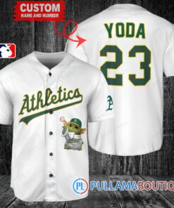 Star Wars Baby Yoda Oakland Athletics Custom Baseball Jersey White