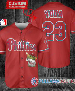 Star Wars Baby Yoda Philadelphia Phillies Custom Baseball Jersey Red