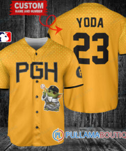 Star Wars Baby Yoda Pittsburgh Pirates Custom Baseball Jersey Gold City Connect