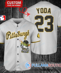 Star Wars Baby Yoda Pittsburgh Pirates Custom Baseball Jersey Gray