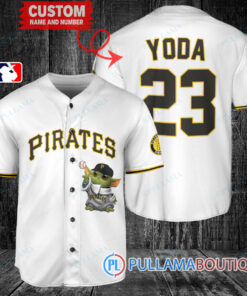 Star Wars Baby Yoda Pittsburgh Pirates Custom Baseball Jersey White