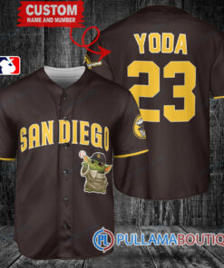 Star Wars Baby Yoda San Diego Padres Custom Baseball Jersey Brown