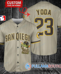 Star Wars Baby Yoda San Diego Padres Custom Baseball Jersey Tan