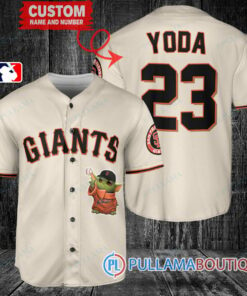 Star Wars Baby Yoda San Francisco Giants Custom Baseball Jersey Cream