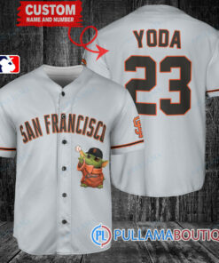 Star Wars Baby Yoda San Francisco Giants Custom Baseball Jersey Gray