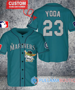 Star Wars Baby Yoda Seattle Mariners Custom Baseball Jersey Aqua