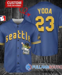 Star Wars Baby Yoda Seattle Mariners Custom Baseball Jersey Royal