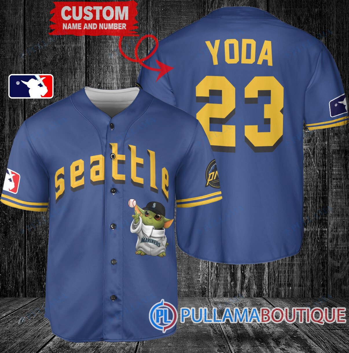 Star Wars Baby Yoda Los Angeles Dodgers Custom Baseball Jersey Navy