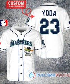 Star Wars Baby Yoda Seattle Mariners Custom Baseball Jersey White