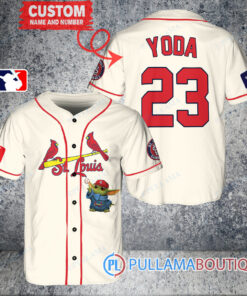 Star Wars Baby Yoda St. Louis Cardinals Custom Baseball Jersey Cream