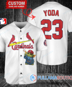 Star Wars Baby Yoda St. Louis Cardinals Custom Baseball Jersey White