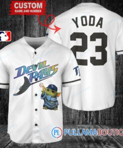 Star Wars Baby Yoda Tampa Bay Rays Custom Baseball Jersey White Alternate Replica