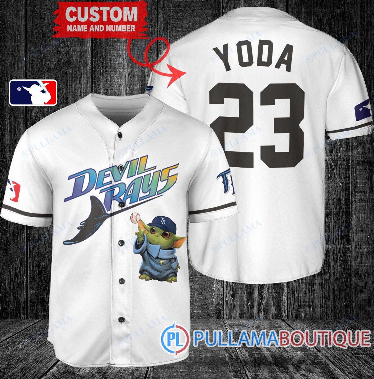 Star Wars Baby Yoda Miami Marlins Custom Baseball Jersey White