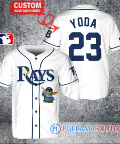 Star Wars Baby Yoda Tampa Bay Rays Custom Baseball Jersey White Home Replica