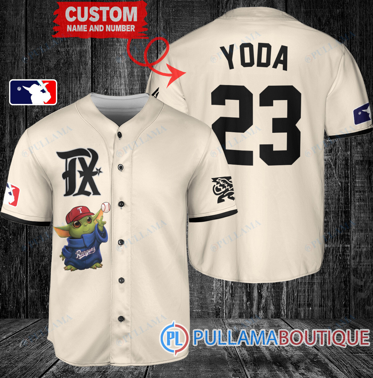 Star Wars Baby Yoda Milwaukee Brewers Custom Baseball Jersey Cream