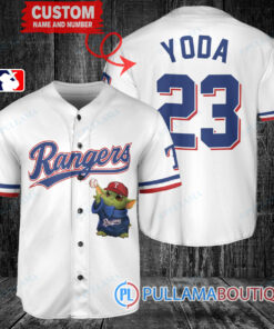 Star Wars Baby Yoda Texas Rangers Custom Baseball Jersey White