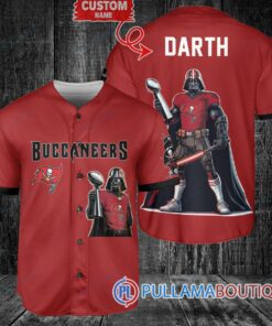 Tampa Bay Buccaneers x Darth Vader Star Wars with Trophy Custom Baseball Jersey Red