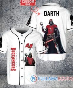 Tampa Bay Buccaneers x Darth Vader Star Wars with Trophy Custom Baseball Jersey White