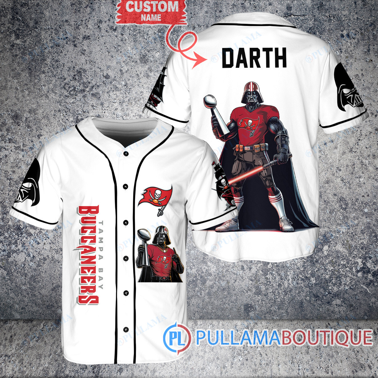 New England Patriots x Darth Vader Star Wars with Trophy Custom Baseball Jersey Navy