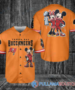 Tampa Bay Buccaneers x Mickey and Minnie with Trophy Baseball Jersey Orange