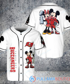 Tampa Bay Buccaneers x Mickey and Minnie with Trophy Baseball Jersey White