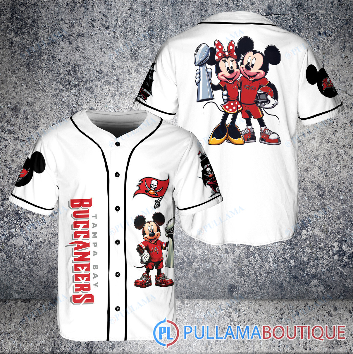 Kansas City Chiefs x Mickey and Minnie with Trophy Baseball Jersey Red