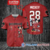 New England Patriots x Mickey and Minnie with Trophy Custom Baseball Jersey Red