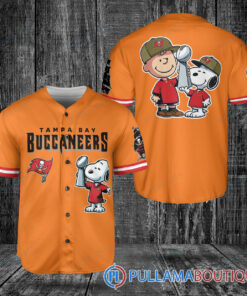 Tampa Bay Buccaneers x Snoopy and Charlie Brown with Trophy Baseball Jersey Orange