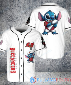 Tampa Bay Buccaneers x Stitch with Trophy Baseball Jersey White