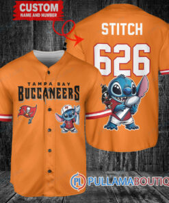 Tampa Bay Buccaneers x Stitch with Trophy Custom Baseball Jersey Orange