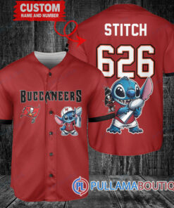 Tampa Bay Buccaneers x Stitch with Trophy Custom Baseball Jersey Red