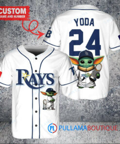 Tampa Bay Rays Baby Yoda Star Wars Mandalorian Trophy Baseball Jersey White Replica