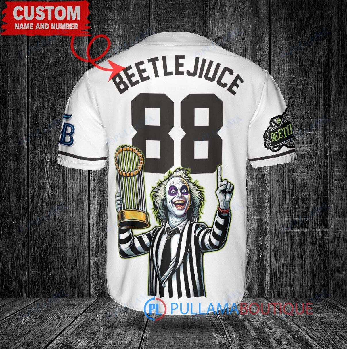 Cincinnati Reds Beetlejuice Halloween World Series Trophy Baseball Jersey Gray