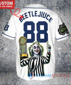 Tampa Bay Rays Beetlejuice Halloween World Series Trophy Baseball Jersey White