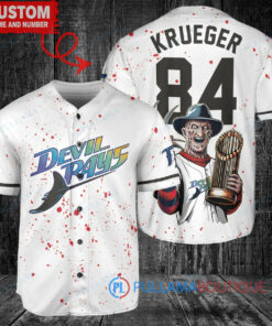 Tampa Bay Rays Freddy Krueger Halloween World Series Trophy Baseball Jersey White