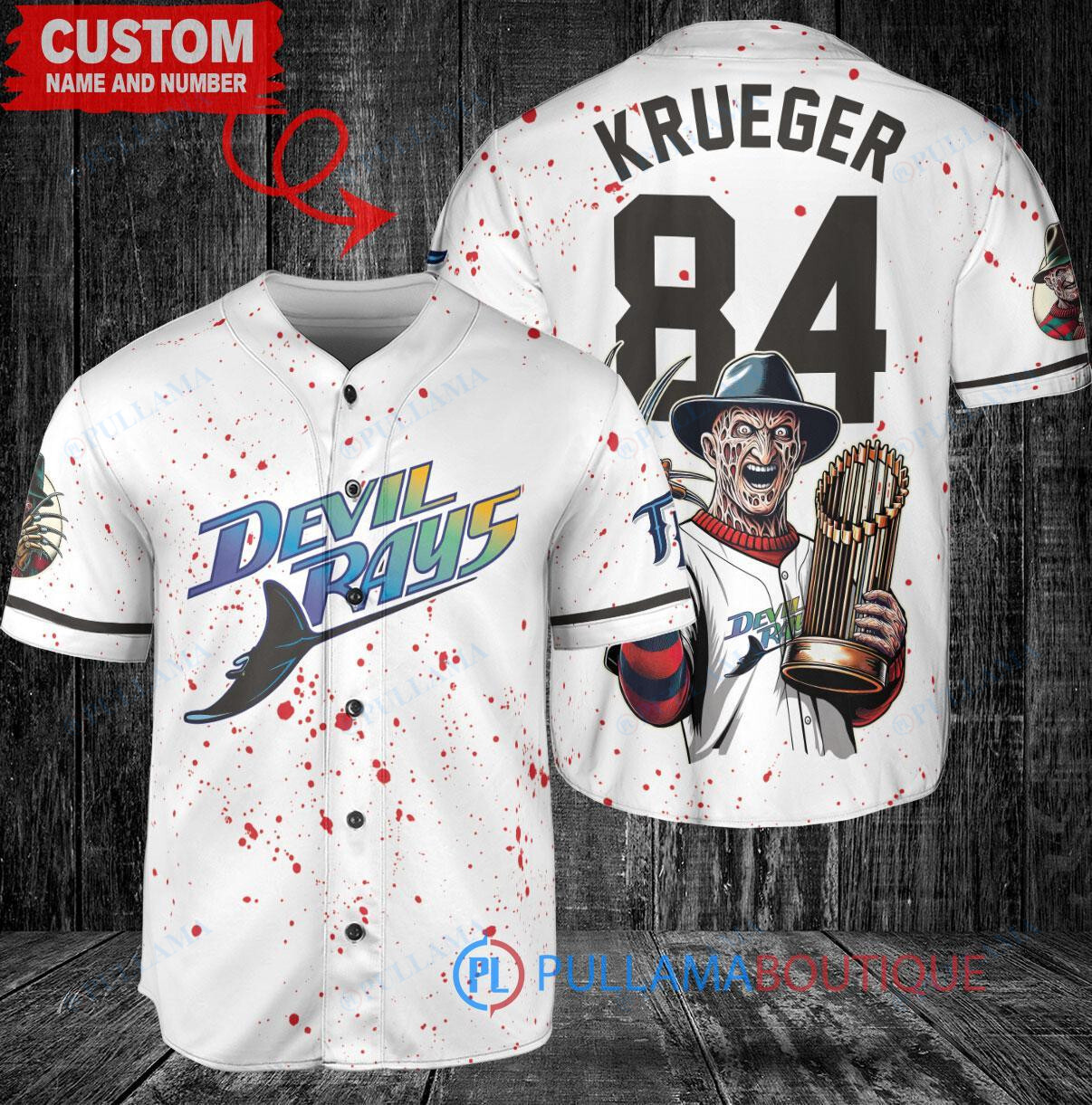 Cincinnati Reds Freddy Krueger Halloween World Series Trophy Baseball Jersey White