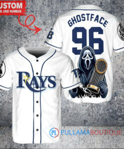 Tampa Bay Rays Ghostface Scream World Series Trophy Baseball Jersey White Replica