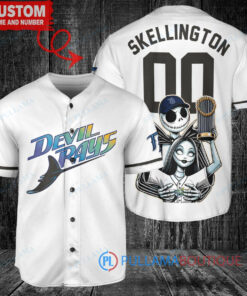 Tampa Bay Rays Jack Skellington Sally World Series Trophy Baseball Jersey White