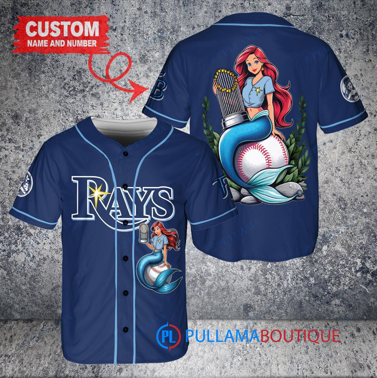 Seattle Mariners x Ariel Mermaid with Trophy Custom Baseball Jersey White