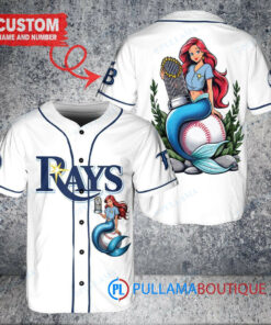 Tampa Bay Rays x Ariel Mermaid with Trophy Custom Baseball Jersey White Alternate Replica