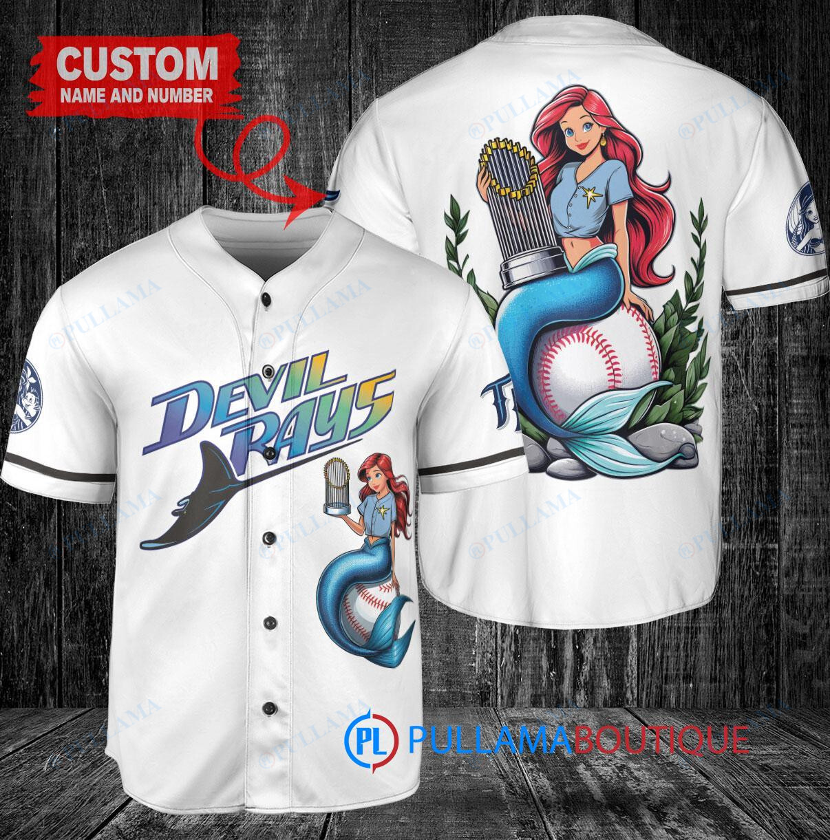 Chicago White Sox x Ariel Mermaid with Trophy Custom Baseball Jersey White