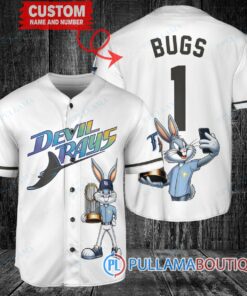 Tampa Bay Rays x Bugs Bunny with Trophy Baseball Jersey White Alternate Replica