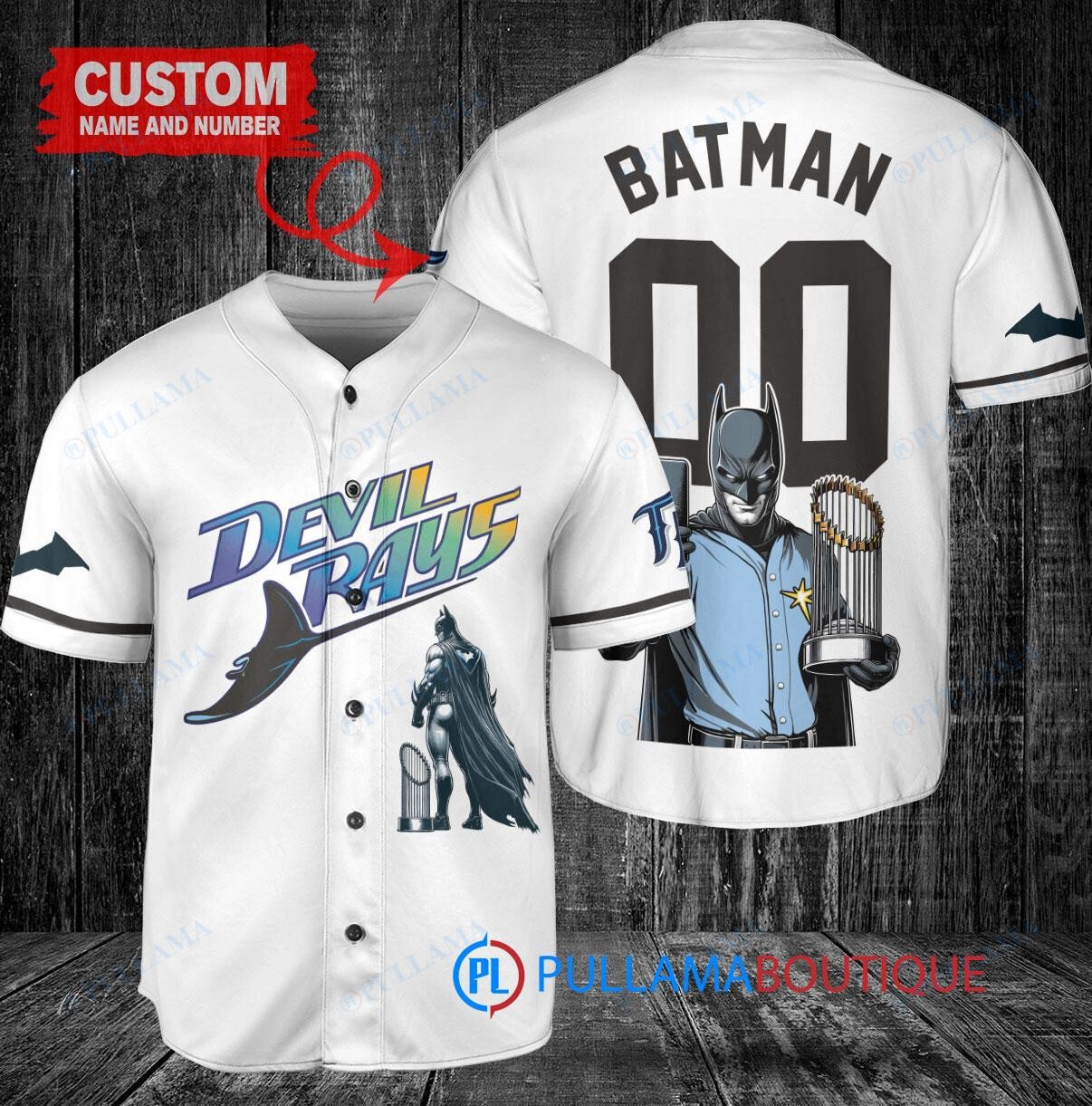 Milwaukee Brewers x DC Comics Batman The Dark Knight with Trophy Custom Baseball Jersey Cream