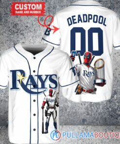 Tampa Bay Rays x Deadpool with Trophy Baseball Jersey White Home Replica